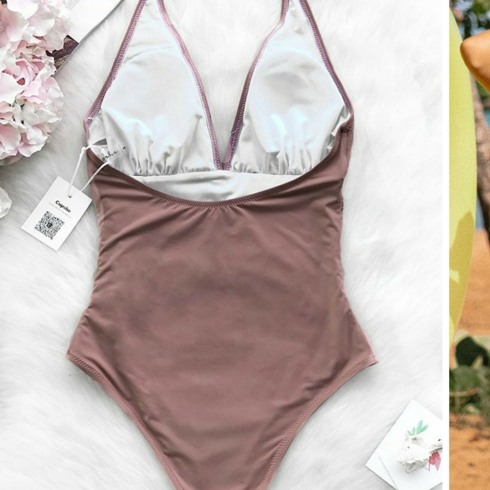 BRAND NEW Cupshe one piece nude pink swimsuit - Picture 5 of 7